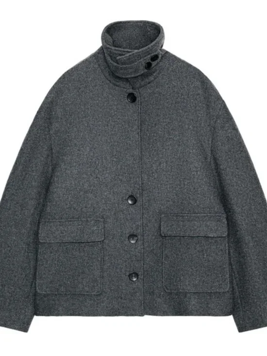 NWT ZARA WOOL BLEND COAT WITH HIGH NECK 2070 - Picture 7 of 8